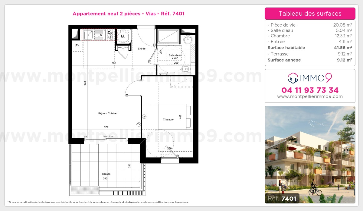 Plan et surfaces, Programme neuf Vias Référence n° 7401