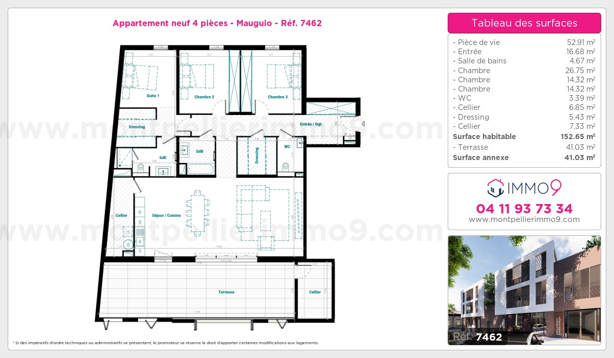 Plan et surfaces, Programme neuf Mauguio Référence n° 7462