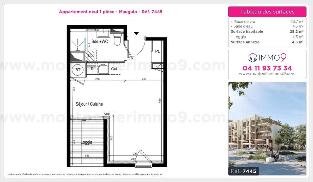 Plan et surfaces, Programme neuf Mauguio Référence n° 7445