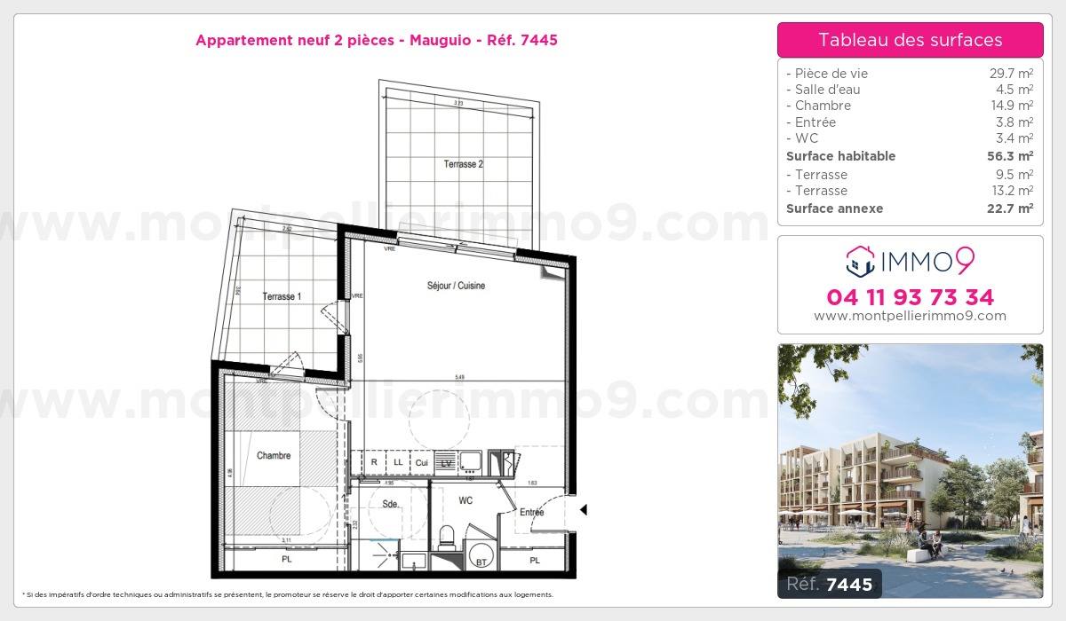 Plan et surfaces, Programme neuf Mauguio Référence n° 7445