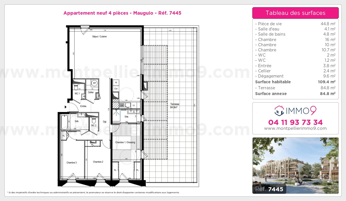 Plan et surfaces, Programme neuf Mauguio Référence n° 7445