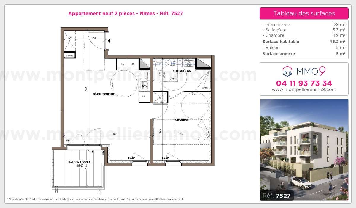 Plan et surfaces, Programme neuf Nîmes Référence n° 7527