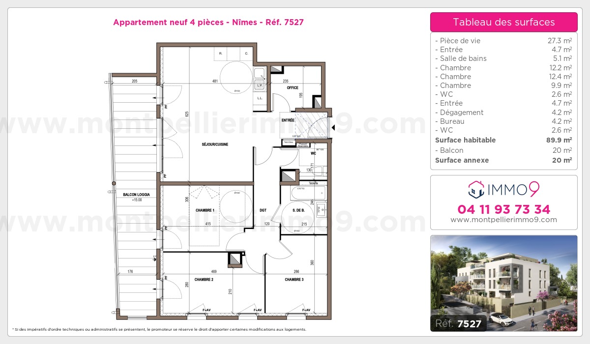 Plan et surfaces, Programme neuf Nîmes Référence n° 7527
