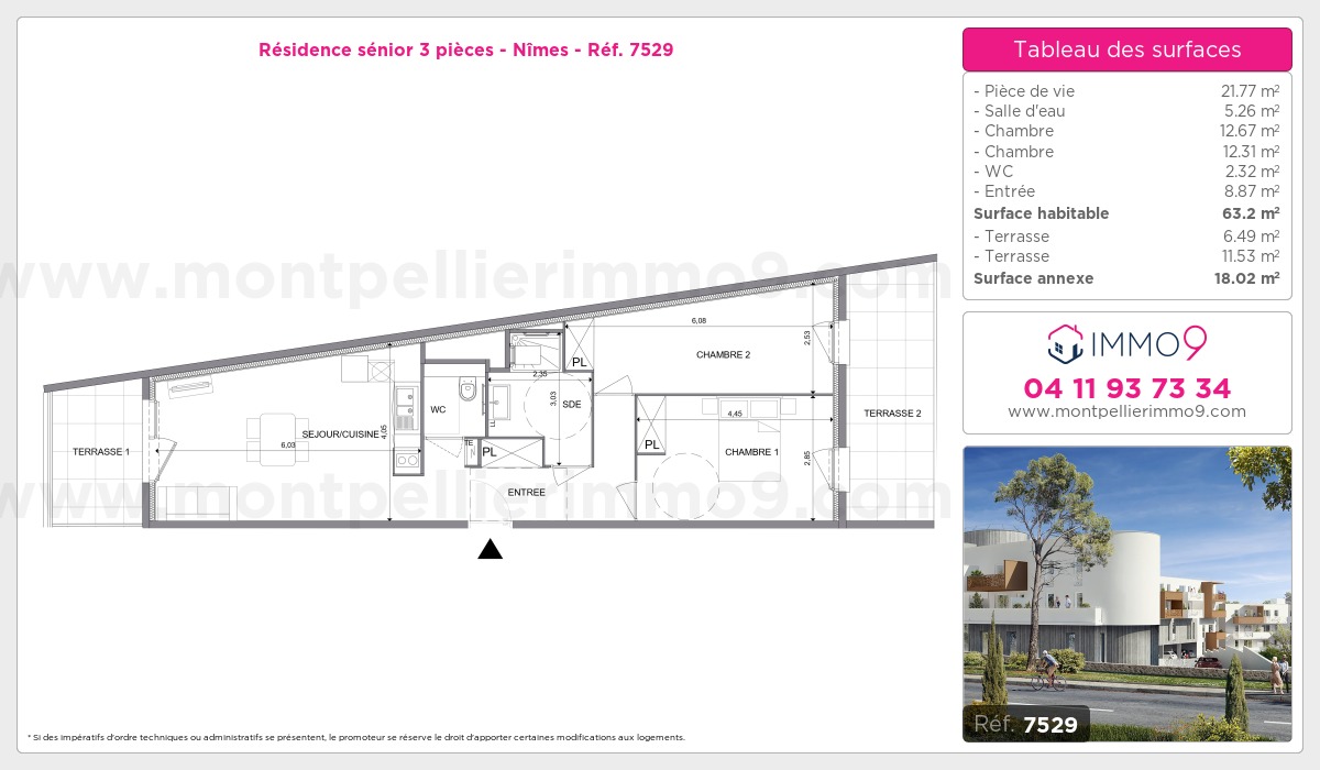 Plan et surfaces, Programme neuf Nîmes Référence n° 7529