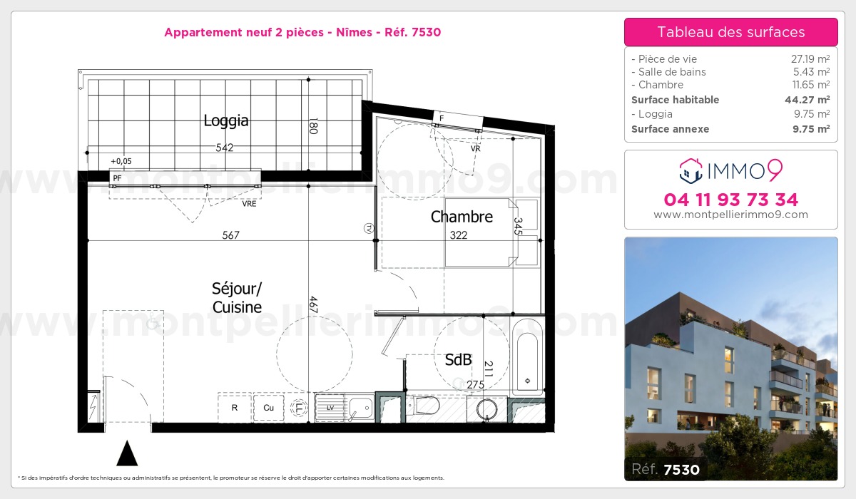Plan et surfaces, Programme neuf Nîmes Référence n° 7530