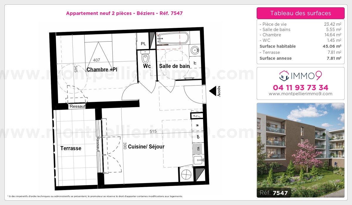 Plan et surfaces, Programme neuf Béziers Référence n° 7547