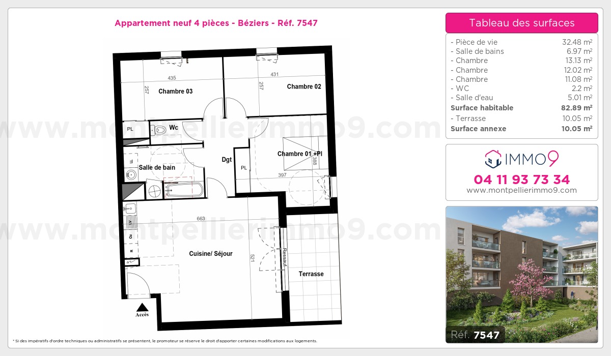 Plan et surfaces, Programme neuf Béziers Référence n° 7547