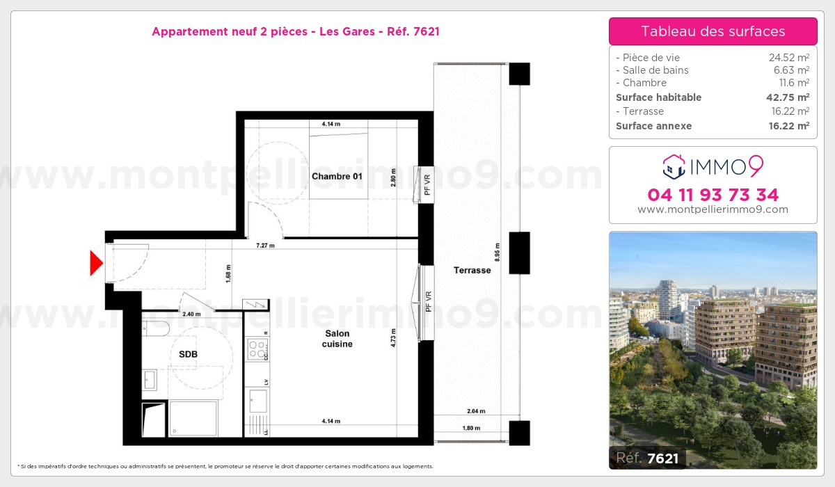 Plan et surfaces, Programme neuf Montpellier : Gares Référence n° 7621