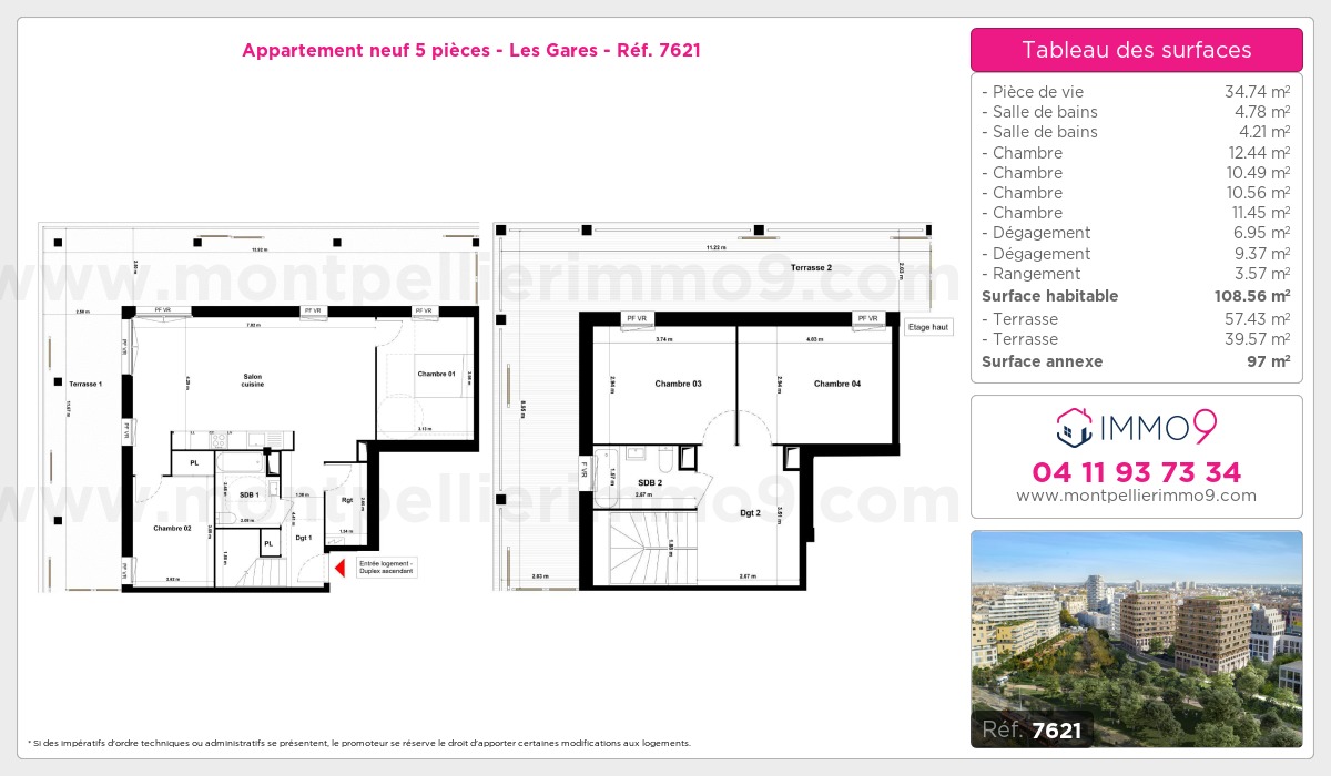 Plan et surfaces, Programme neuf Montpellier : Gares Référence n° 7621
