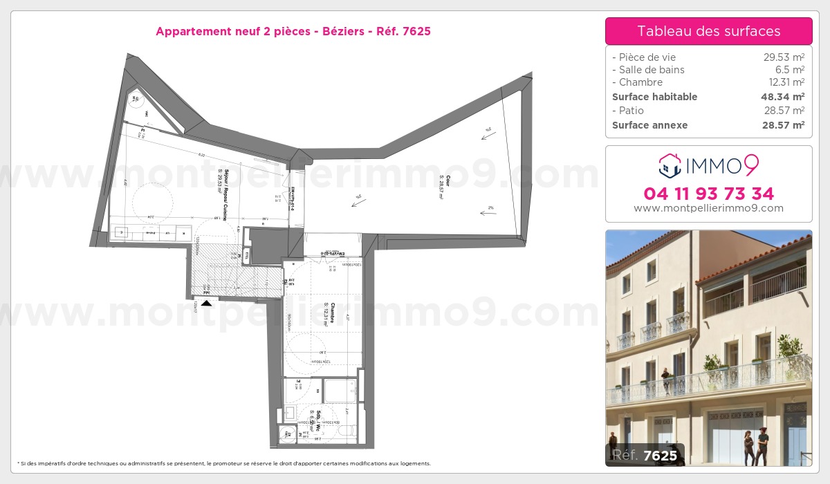 Plan et surfaces, Programme neuf Béziers Référence n° 7625