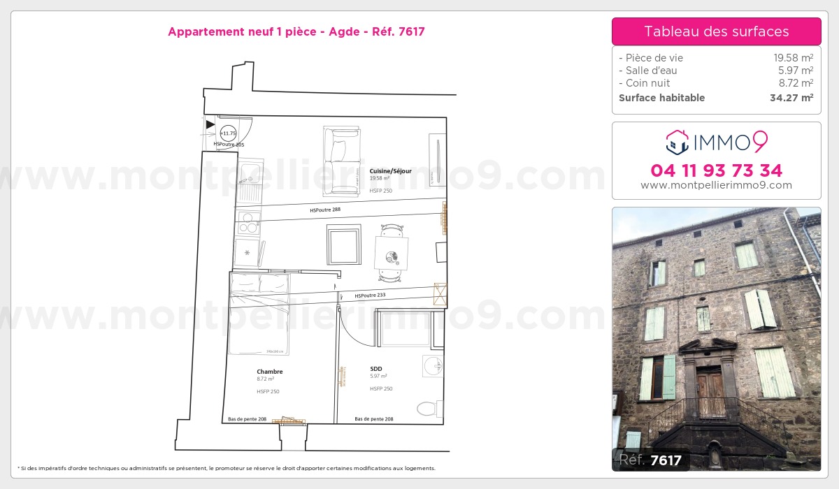 Plan et surfaces, Programme neuf Agde Référence n° 7617