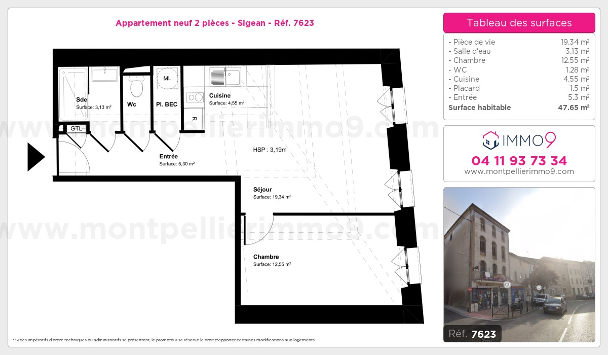Plan et surfaces, Programme neuf Sigean Référence n° 7623