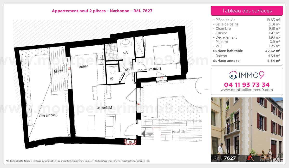 Plan et surfaces, Programme neuf Narbonne Référence n° 7627