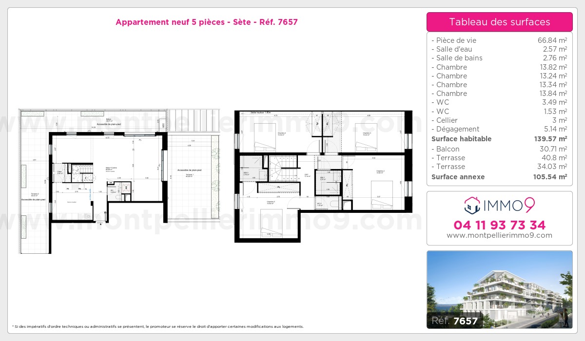Plan et surfaces, Programme neuf Sète Référence n° 7657