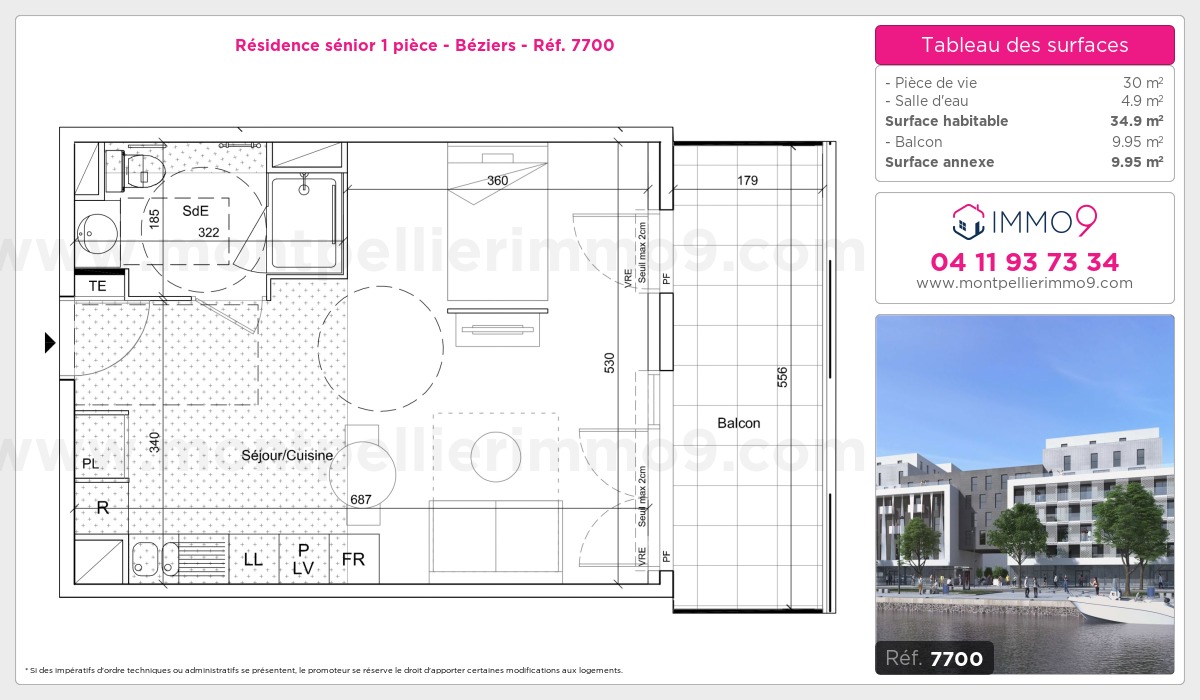 Plan et surfaces, Programme neuf Béziers Référence n° 7700