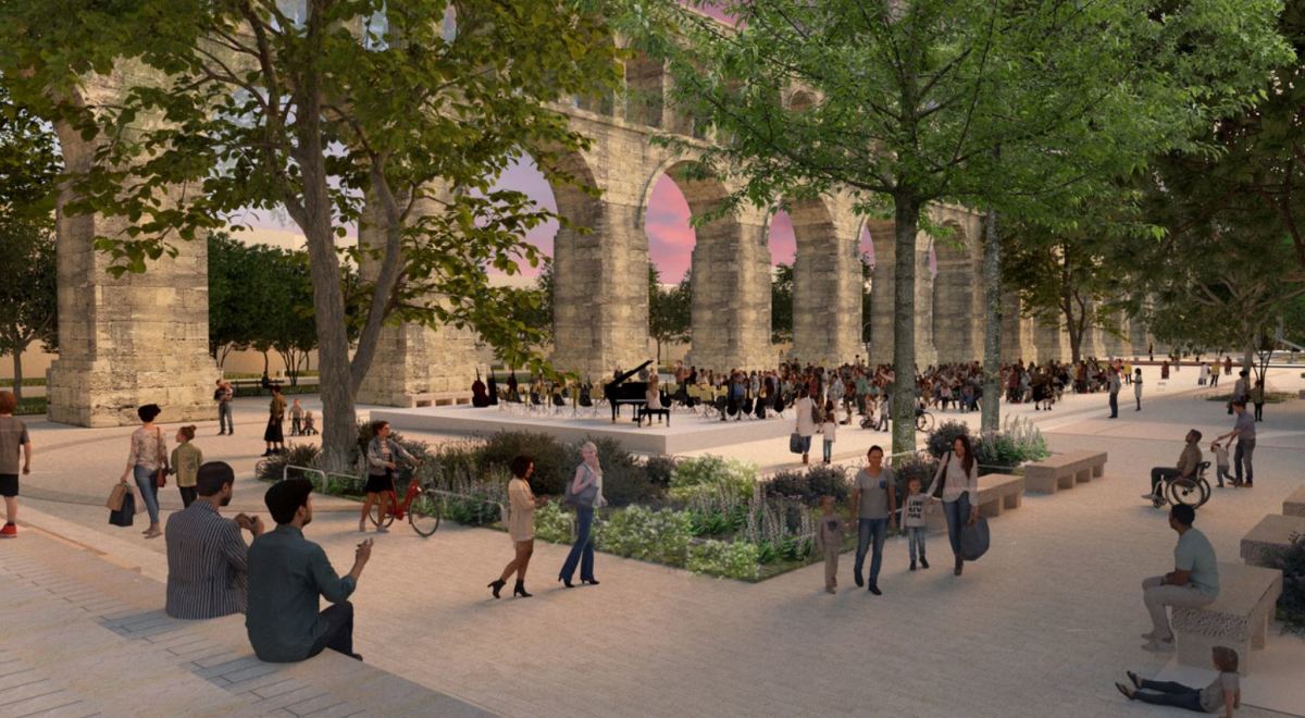 La dalle centrale pourra accueillir des concerts et autres événements nouvelle place max rouquette montpellier – place max rouquette visuel espace central