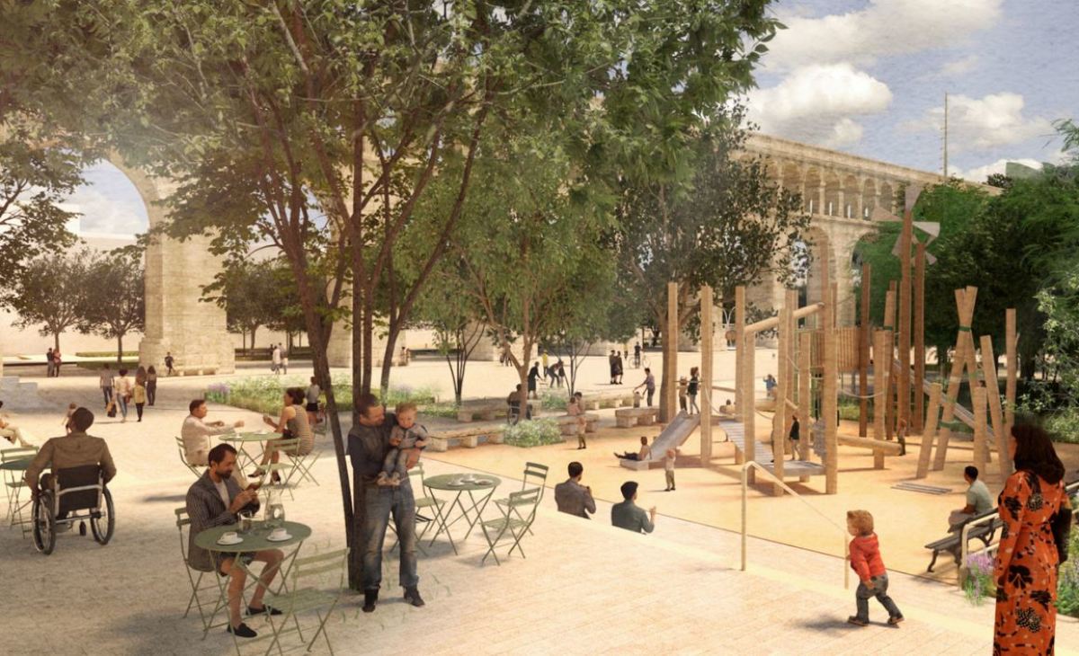 La place sera aménagée “à hauteur d’enfant” nouvelle place max rouquette montpellier – place max rouquette visuel jeux enfants