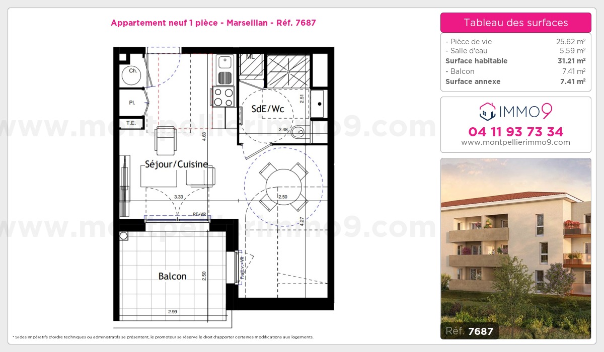 Plan et surfaces, Programme neuf Marseillan Référence n° 7687