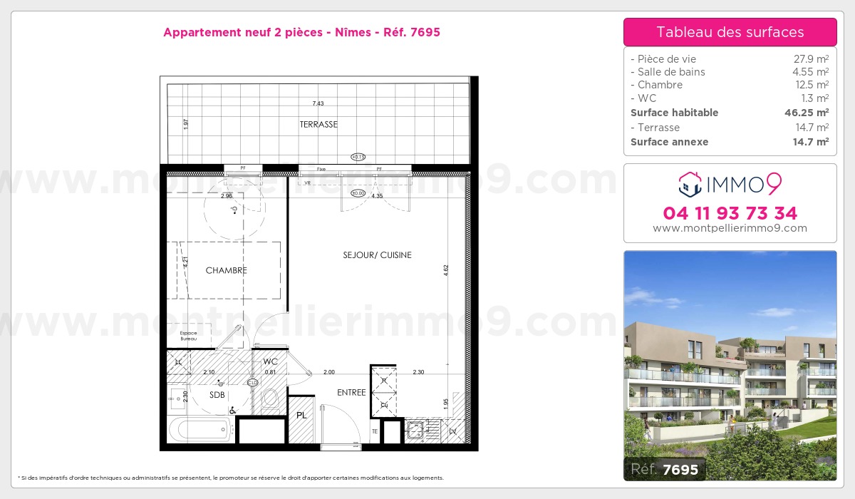 Plan et surfaces, Programme neuf Nîmes Référence n° 7695