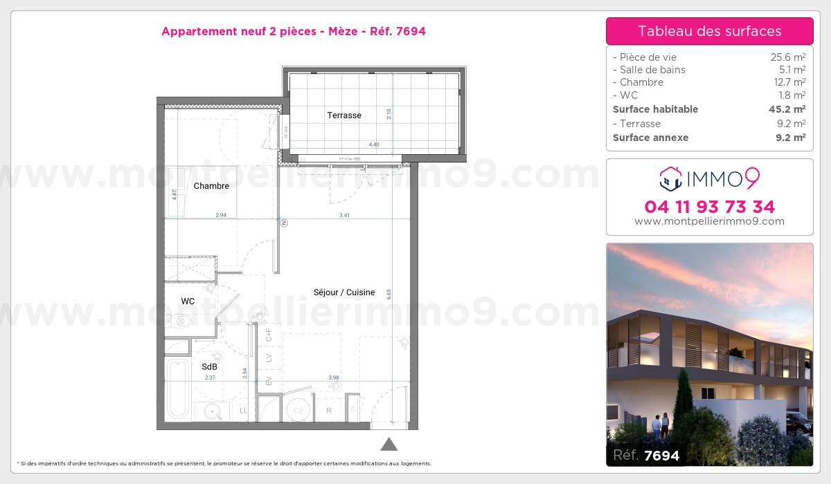Plan et surfaces, Programme neuf Mèze Référence n° 7694