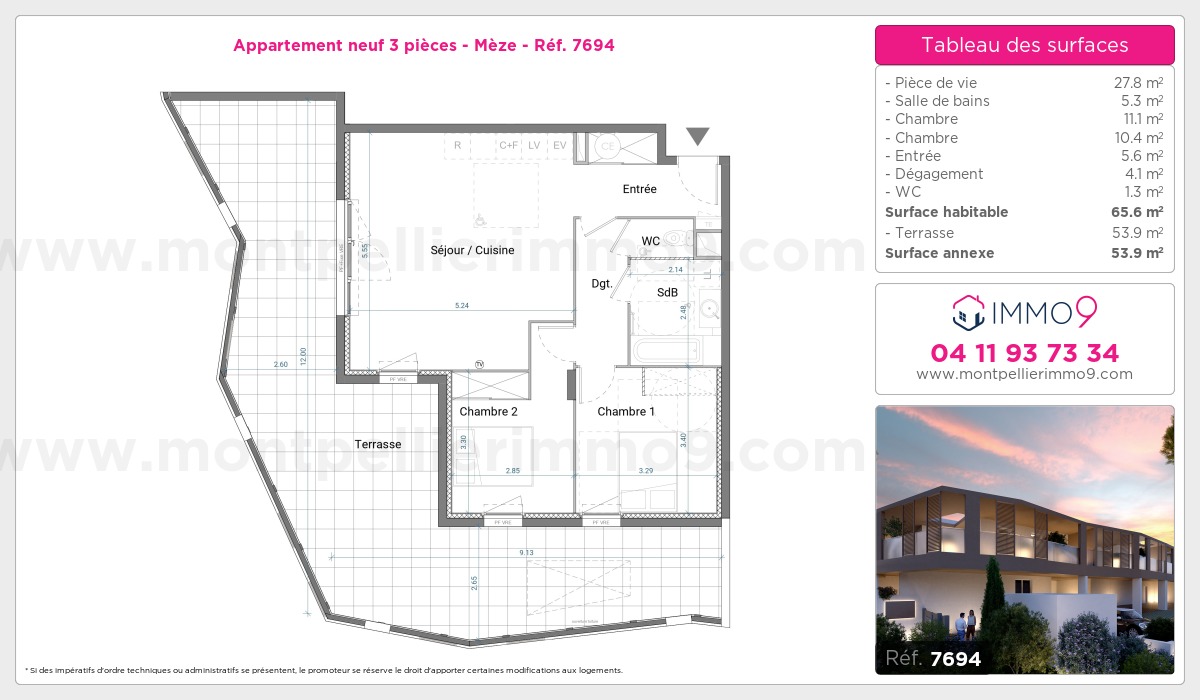 Plan et surfaces, Programme neuf Mèze Référence n° 7694