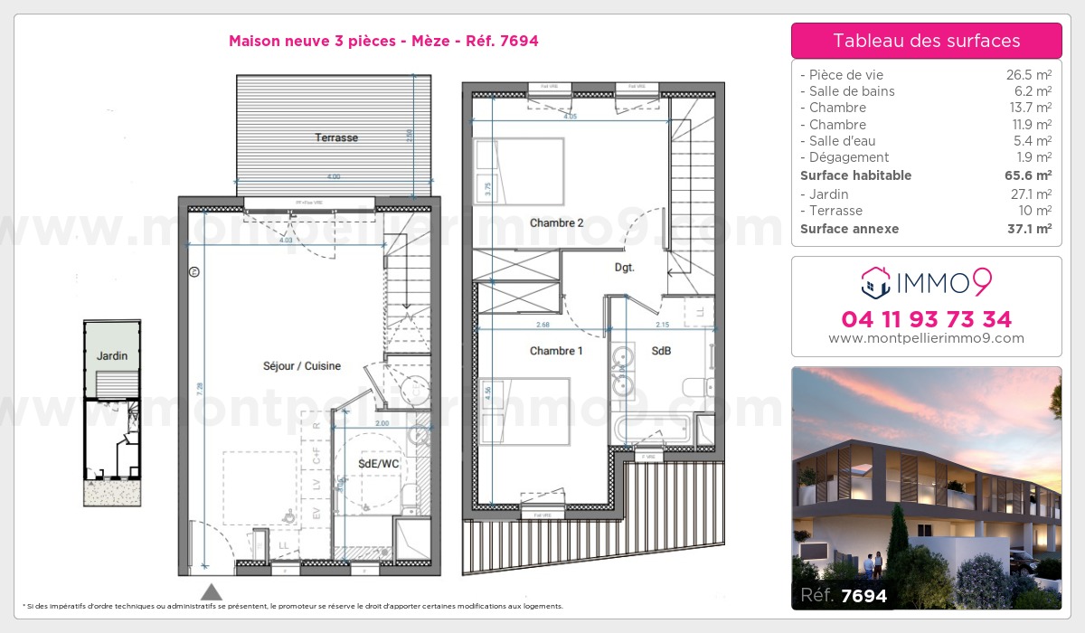 Plan et surfaces, Programme neuf Mèze Référence n° 7694