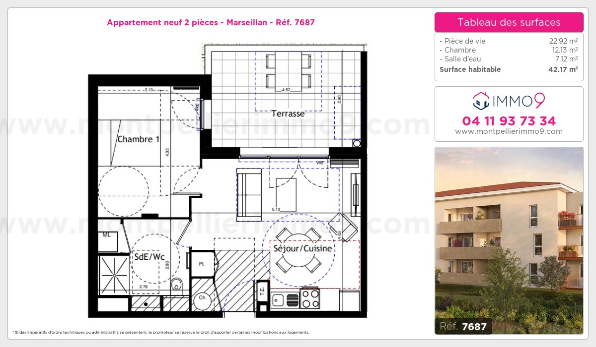 Plan et surfaces, Programme neuf Marseillan Référence n° 7687