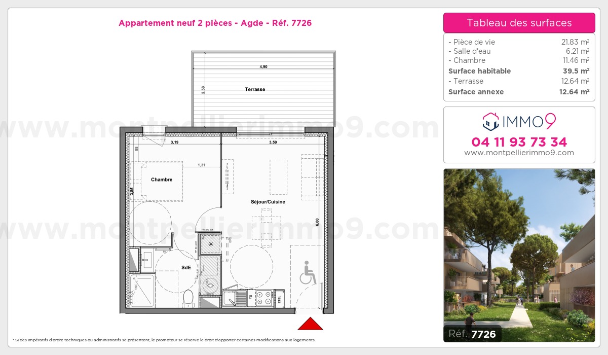 Plan et surfaces, Programme neuf Agde Référence n° 7726