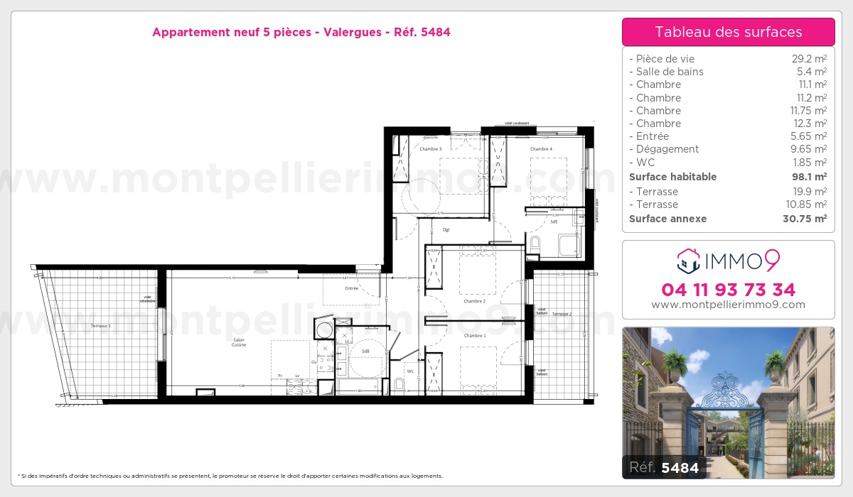 Plan et surfaces, Programme neuf Valergues Référence n° 5484