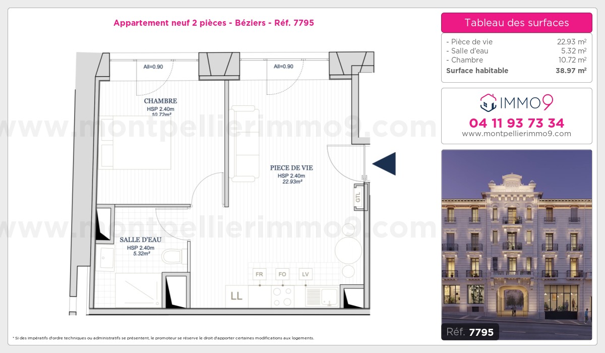 Plan et surfaces, Programme neuf Béziers Référence n° 7795