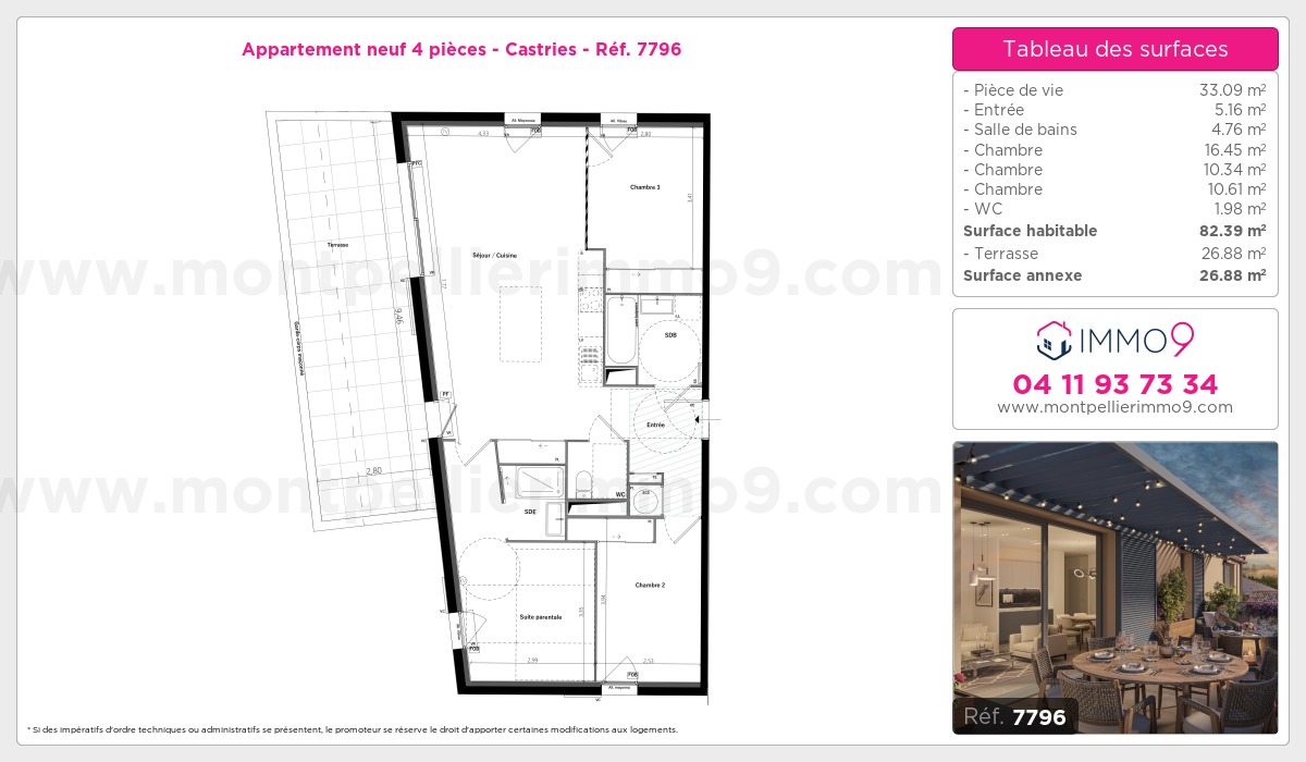 Plan et surfaces, Programme neuf Castries Référence n° 7796