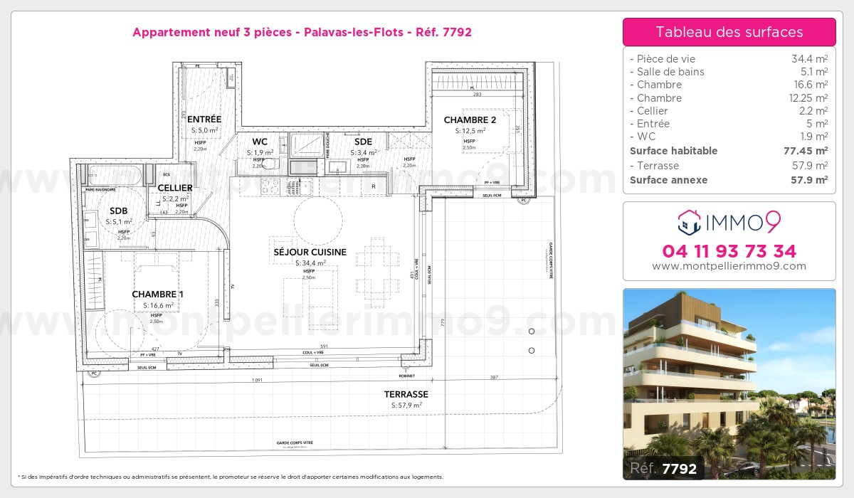 Plan et surfaces, Programme neuf Palavas-les-Flots Référence n° 7792