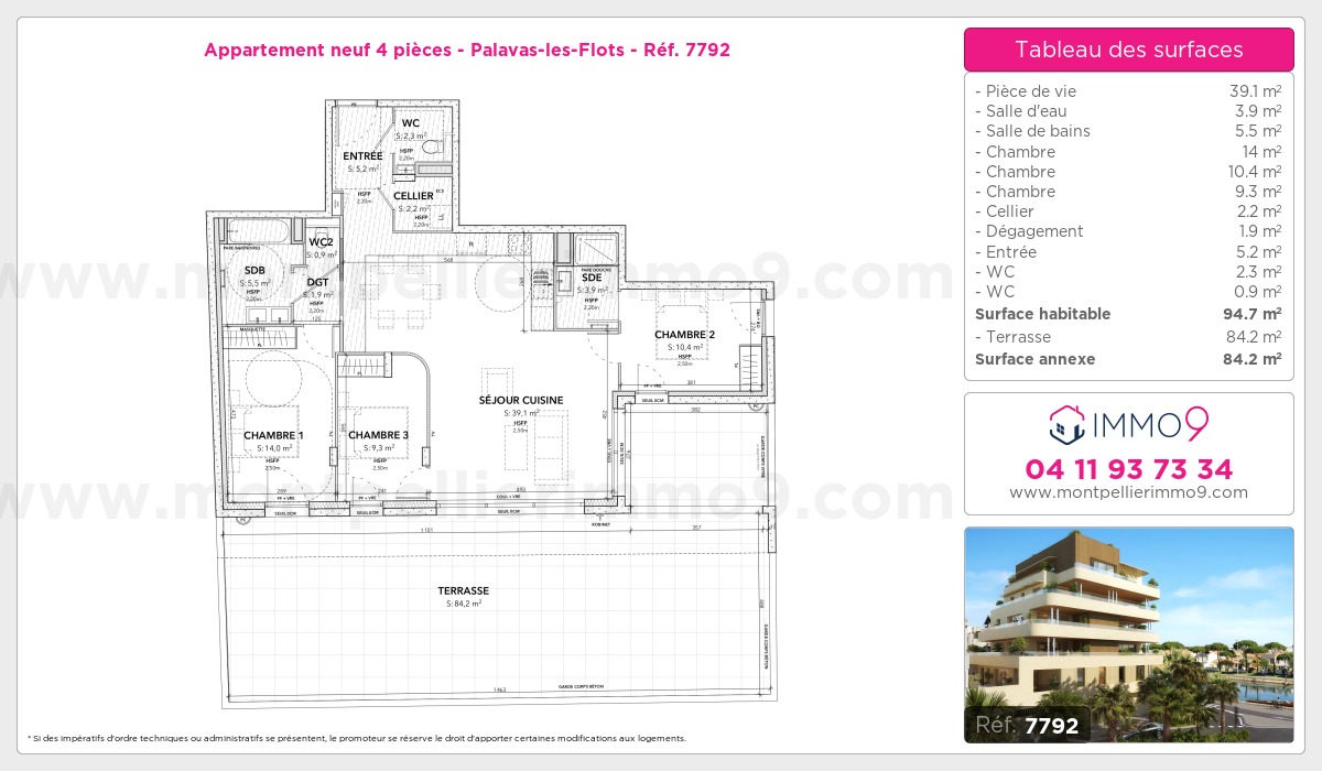Plan et surfaces, Programme neuf Palavas-les-Flots Référence n° 7792