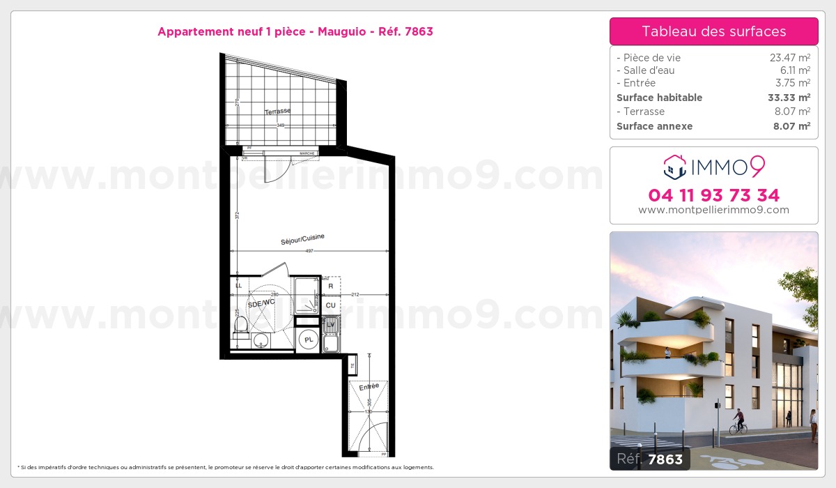 Plan et surfaces, Programme neuf Mauguio Référence n° 7863
