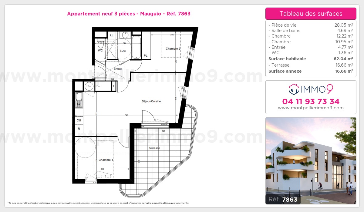 Plan et surfaces, Programme neuf Mauguio Référence n° 7863