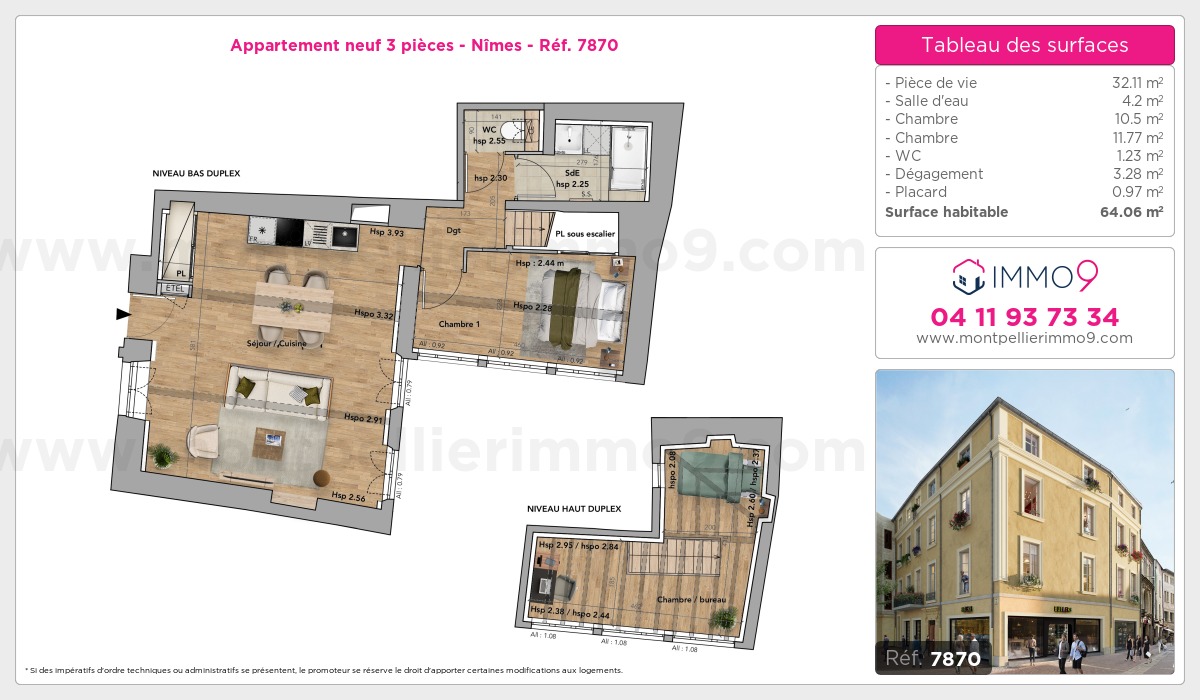 Plan et surfaces, Programme neuf Nîmes Référence n° 7870