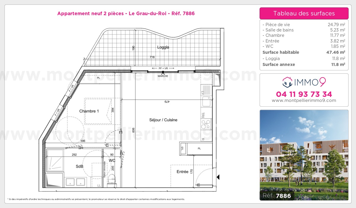 Plan et surfaces, Programme neuf Grau-du-Roi Référence n° 7886