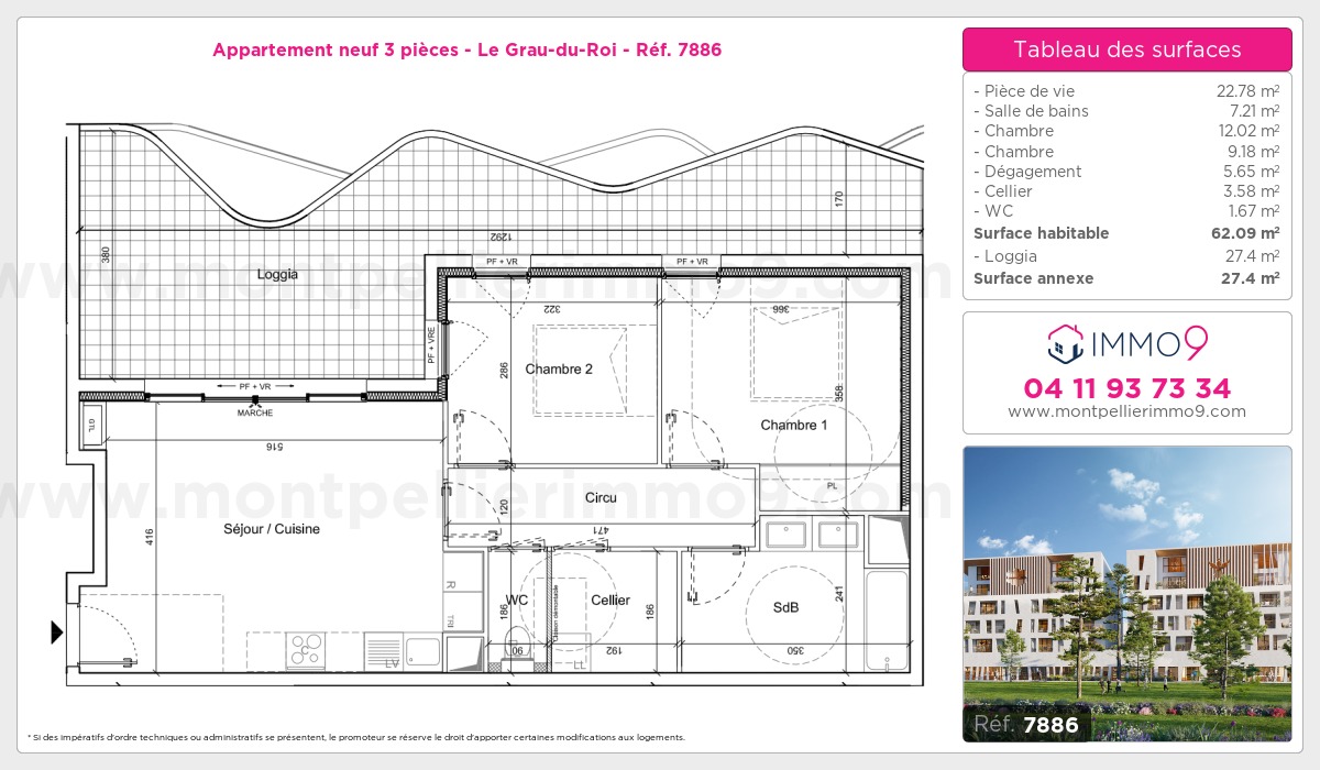 Plan et surfaces, Programme neuf Grau-du-Roi Référence n° 7886