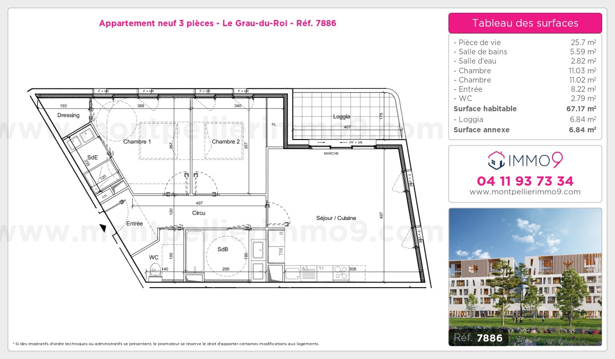 Plan et surfaces, Programme neuf Grau-du-Roi Référence n° 7886