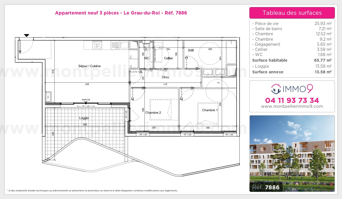 Plan et surfaces, Programme neuf Grau-du-Roi Référence n° 7886