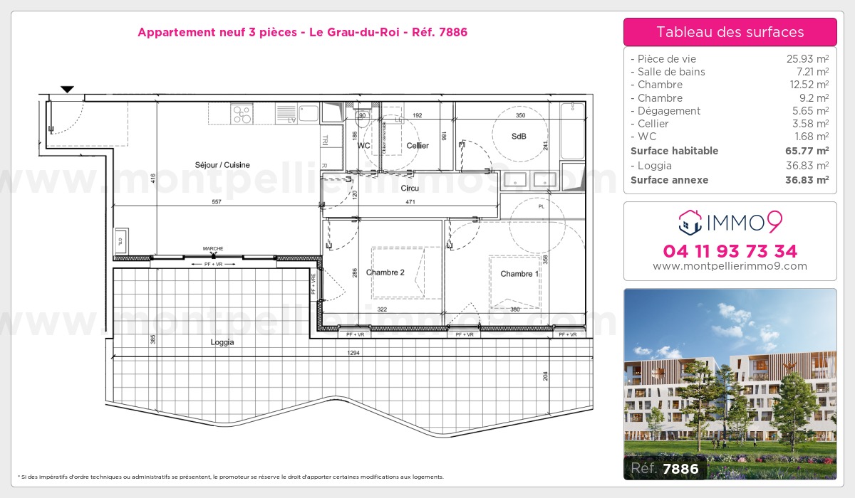 Plan et surfaces, Programme neuf Grau-du-Roi Référence n° 7886