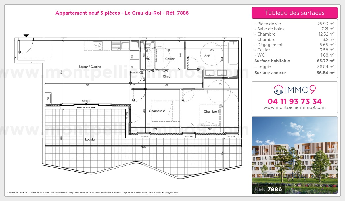 Plan et surfaces, Programme neuf Grau-du-Roi Référence n° 7886