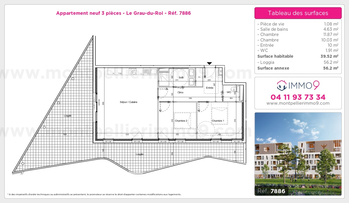 Plan et surfaces, Programme neuf Grau-du-Roi Référence n° 7886