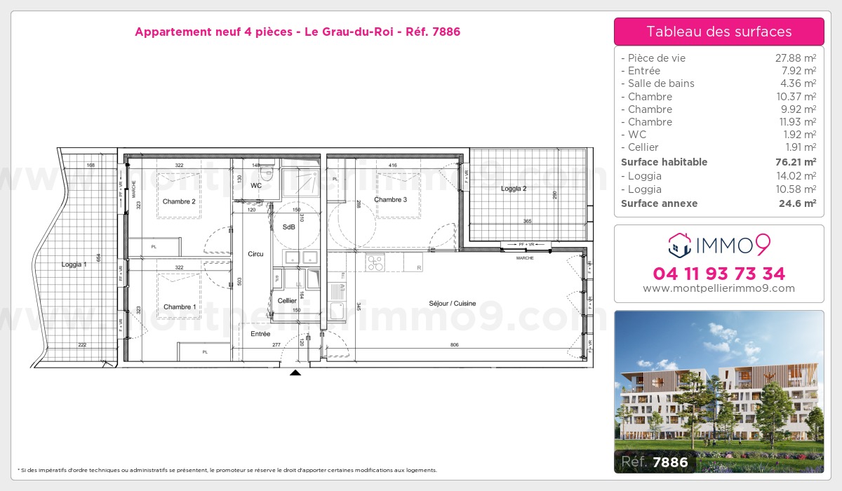 Plan et surfaces, Programme neuf Grau-du-Roi Référence n° 7886