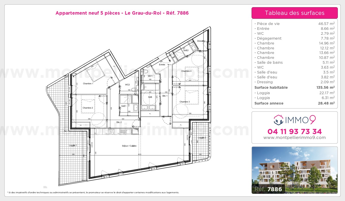 Plan et surfaces, Programme neuf Grau-du-Roi Référence n° 7886