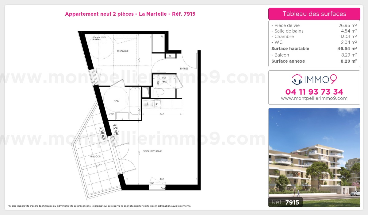 Plan et surfaces, Programme neuf Montpellier : Martelle Référence n° 7915