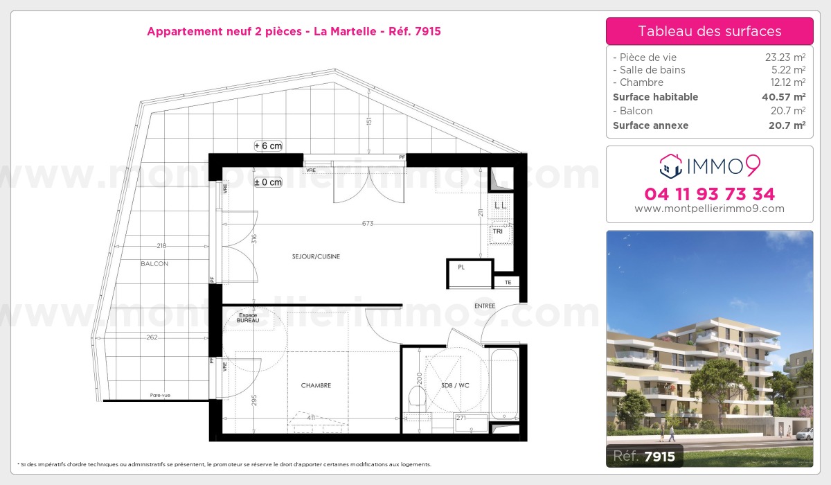 Plan et surfaces, Programme neuf Montpellier : Martelle Référence n° 7915