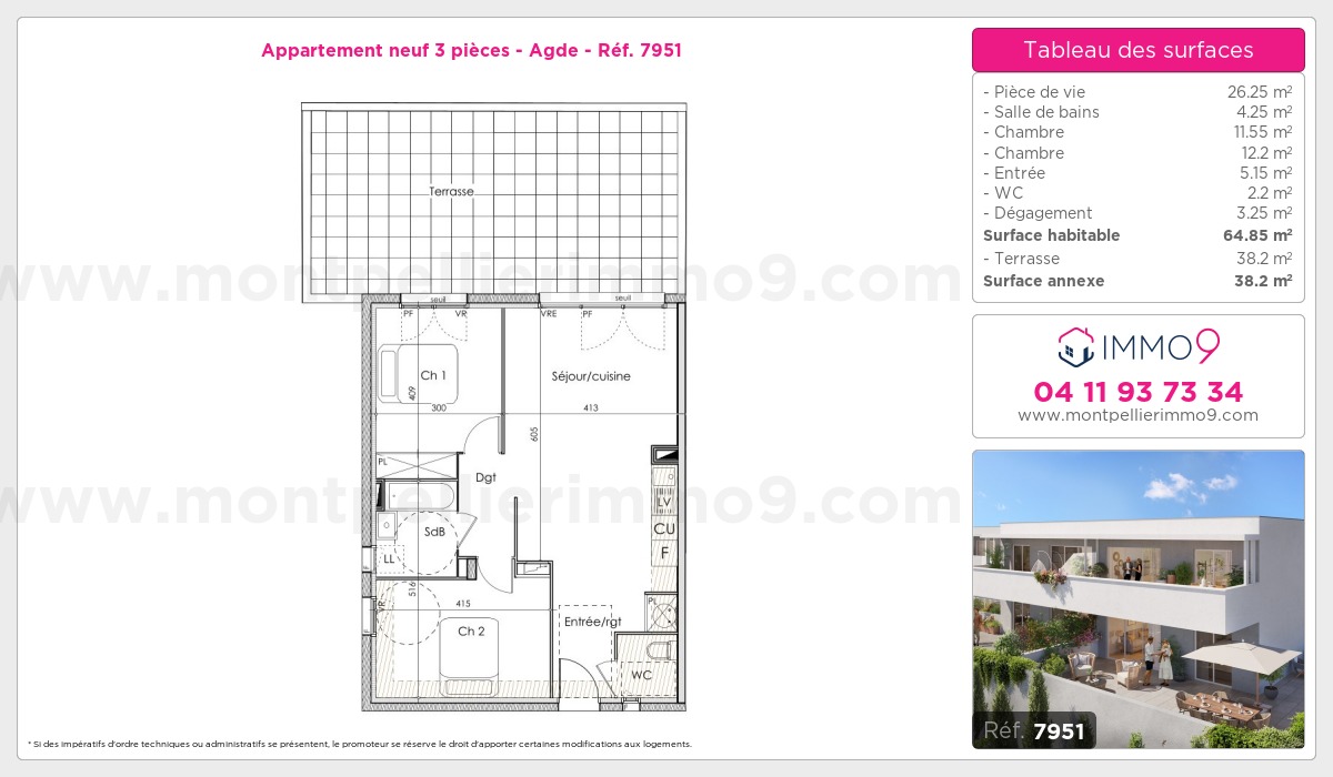 Plan et surfaces, Programme neuf Agde Référence n° 7951