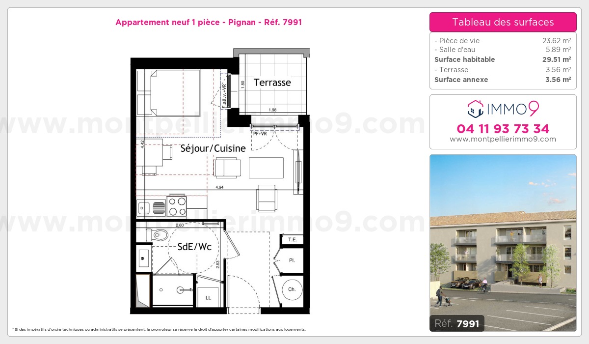 Plan et surfaces, Programme neuf Pignan Référence n° 7991