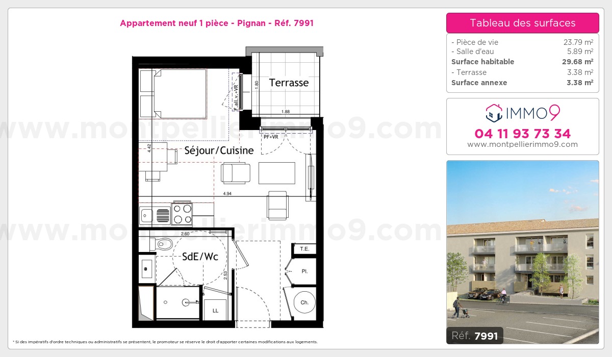 Plan et surfaces, Programme neuf Pignan Référence n° 7991